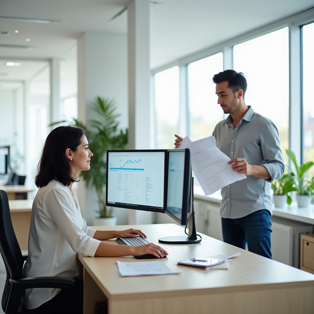 Marketplace operations team working at desks in a modern office environment